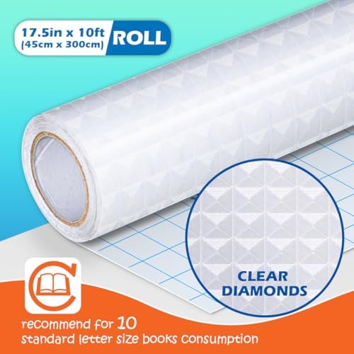 Olivo Diamonds Clear Contact Paper Roll for Books Crafts, 17.5in x 10ft Sticky Adhesive Clear Plastic Cover Protector Film Liner - Image 2