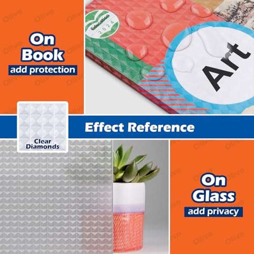 Olivo Diamonds Clear Contact Paper Roll for Books Crafts, 17.5in x 10ft Sticky Adhesive Clear Plastic Cover Protector Film Liner - Image 4