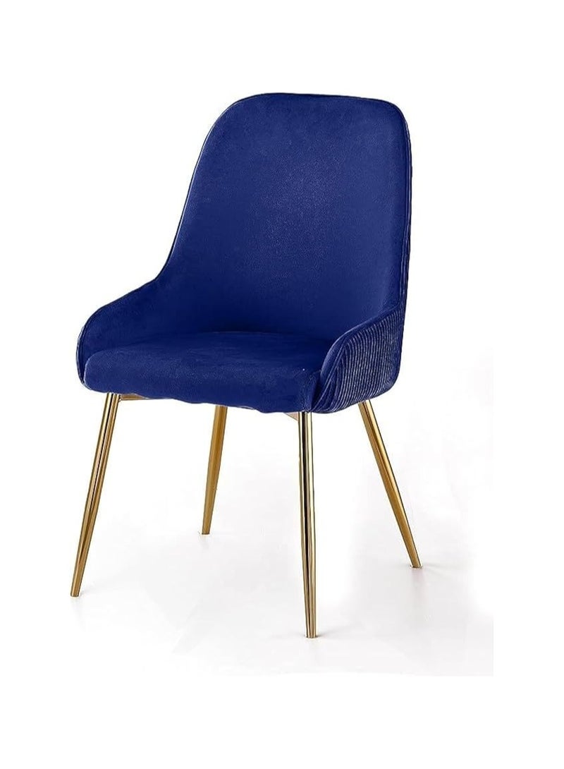Poppins Home Poppins HOME Luxury Velvet Chair for Dining, Living Room, and Restaurants - Golden Back Handle And Legs Big Size (Blue)  - Image 1