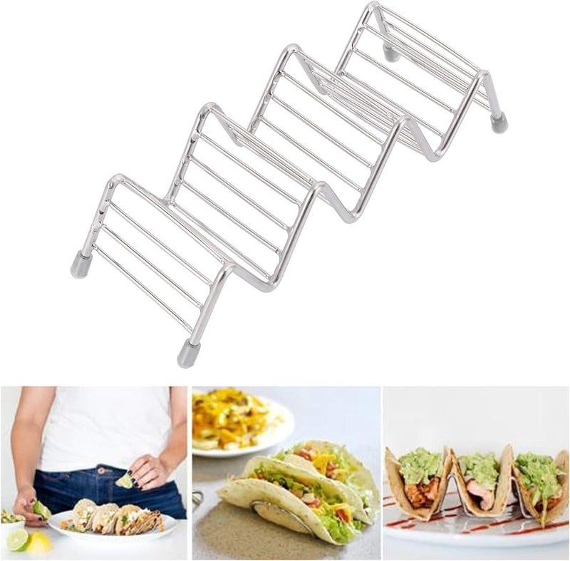 304 Stainless Steel Taco Holder Pancake Stand Tray 3 4 Grid Rustproof High Temperature Safe - Image 5