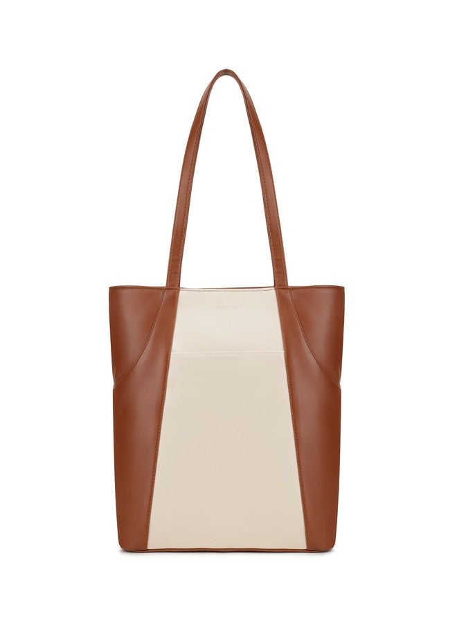Fastrack Twintone Tote | Beige & Tan Women’S Handbag | Spacious Tote with Zipper Closure & Multiple Utility Pockets | 14" Laptop Compatible - Image 1