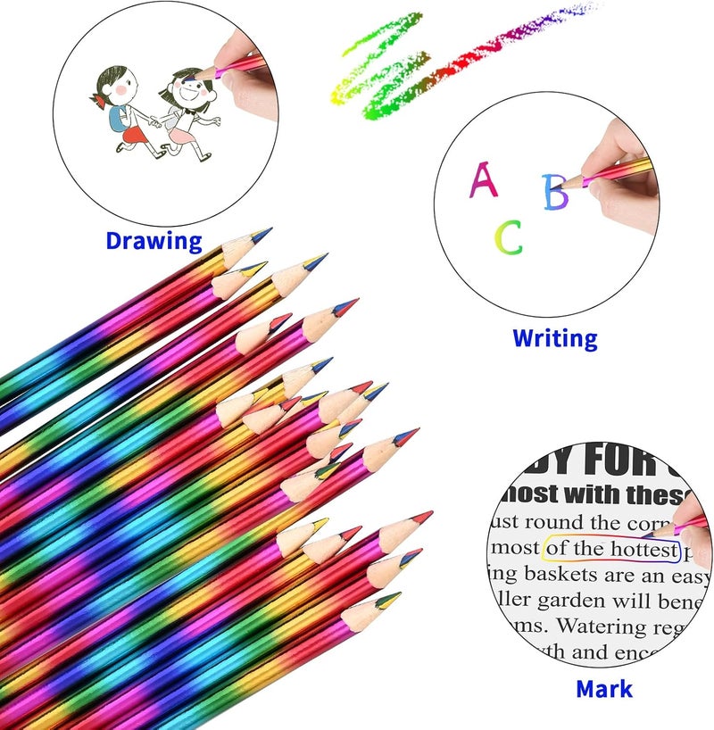 GOLDGE أقلام رصاص قوس قزح من GOLDGE 40 قطعة، أقلام ملونة قوس قزح 4 ألوان في 1 للأطفال، أدوات فنية، أقلام تلوين، هدايا للطلاب، 6.9 بوصة - Image 4