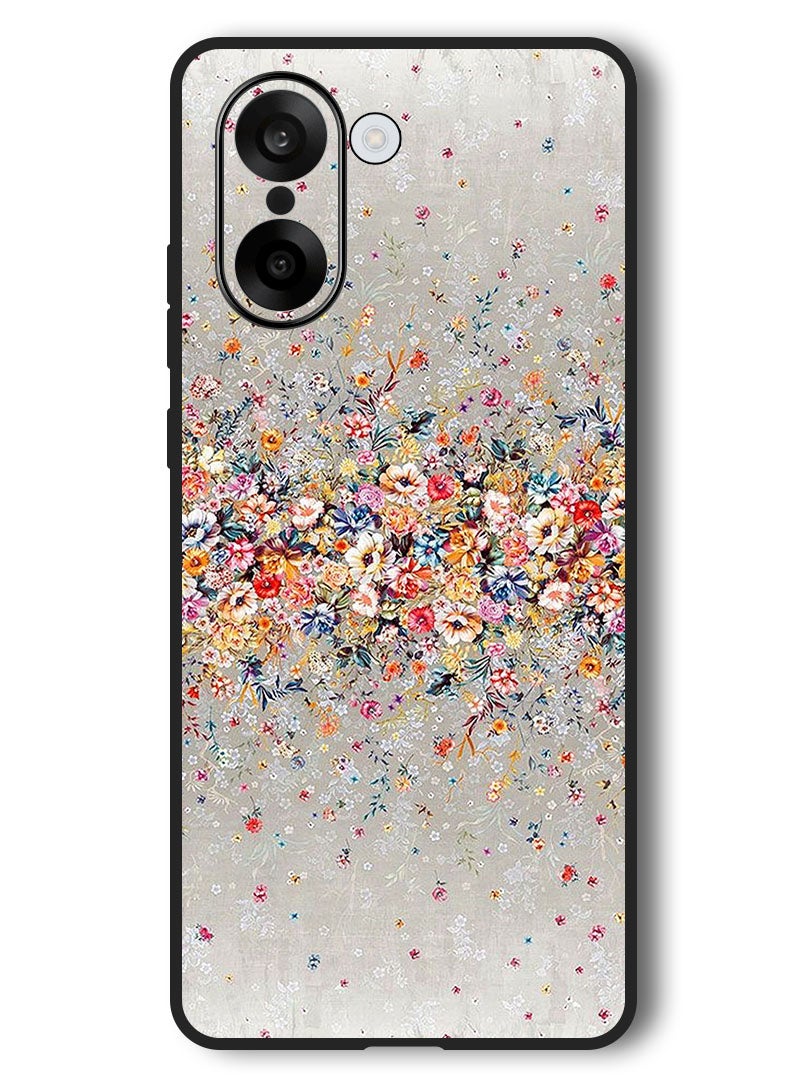 Theodor Case Compatible with OnePlus Nord CE 5 6.77 Inch Protection Shockproof Bumper Cover Small Flowers Abstract Art - Image 1