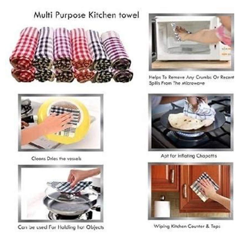Cotton Cleaning Dusting Cloth Table Napkin Multipurpose Kitchen Towel (Multi-Coloured) (Pack of 3) - Image 3