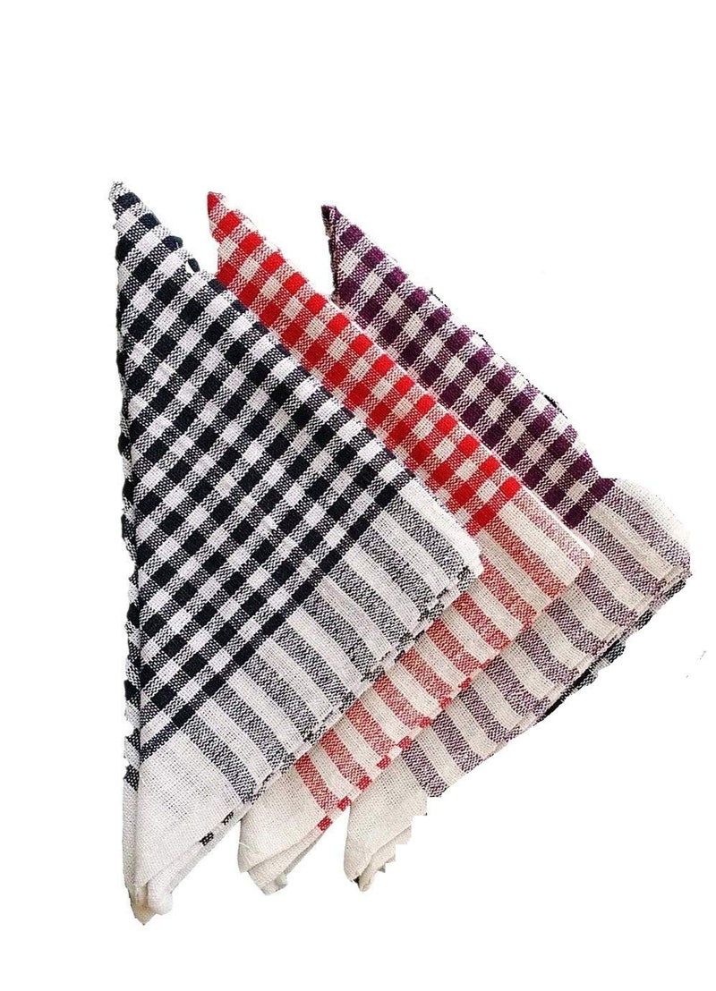 Cotton Cleaning Dusting Cloth Table Napkin Multipurpose Kitchen Towel (Multi-Coloured) (Pack of 3) - Image 1