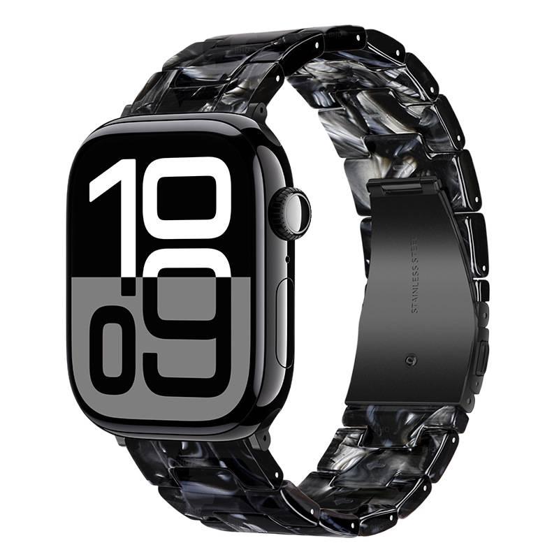 LL Black Resin Bracelet Strap Smartwatch Band Compatible with Apple Watch Ultra with Adjustable Fit Replacement Strap for Daily Wear - Image 1