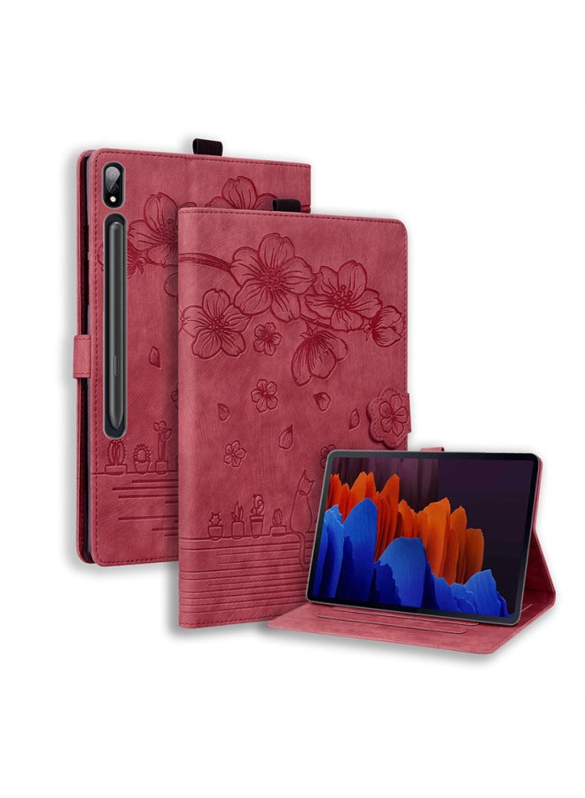 غطاء حماية لجهاز سامسونج تاب 9 اللوحي S10ULTRAS8plus S9FE، جراب حماية على شكل قطة ساكورا كرتونية