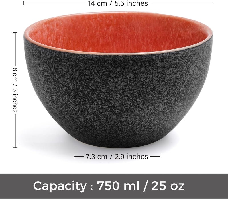 – 750 ml, Bowls Set of 6, Ceramic Bowl, Salad Bowls, Soup Bowl, Cereal Bowl, Kitchen Bowls, Rice Bowls – Microwave and Dishwasher Safe – Las Palmitas Collection - Image 4