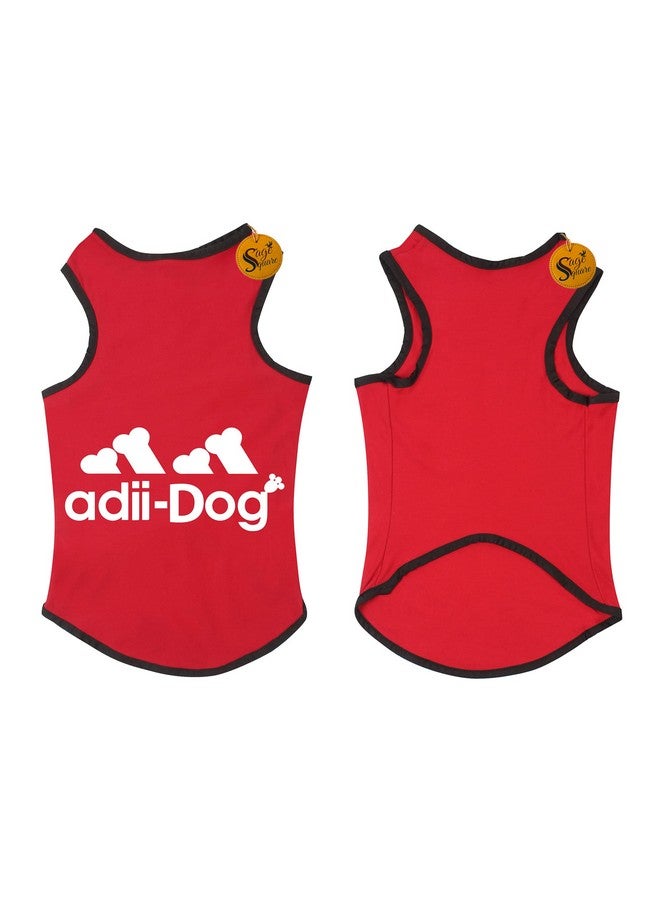 سايج سكوير مجموعة من قطعتين، تي شيرت قطني مريح للكلاب، سترة بدون أكمام لملابس الكلاب، قميص داخلي للجراء، ملابس عصرية (أسود + أحمر) (متوسط) (16 بوصة) - Image 4