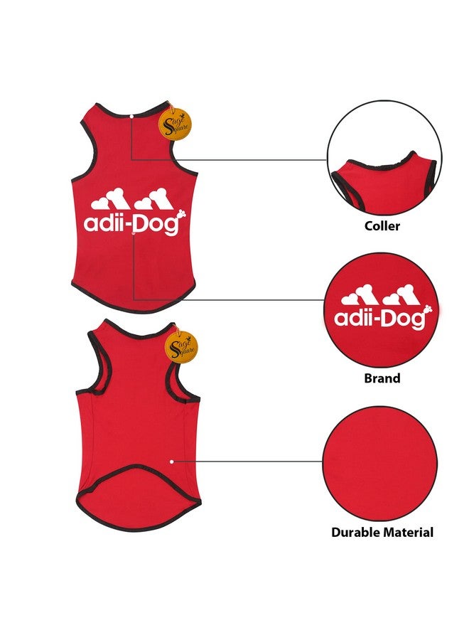 سايج سكوير مجموعة من قطعتين، تي شيرت قطني مريح للكلاب، سترة بدون أكمام لملابس الكلاب، قميص داخلي للجراء، ملابس عصرية (أسود + أحمر) (متوسط) (16 بوصة) - Image 3