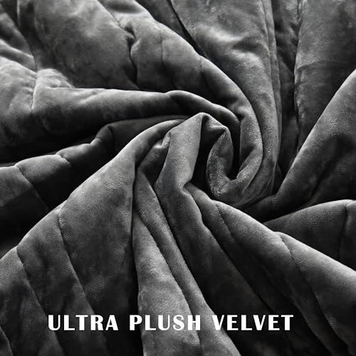 AJOCCI Velvet California King Size Quilt, Oversized California Comforter Set Grey Bedding Set (118”*106”) with 2 Pillow Shams, Luxurious Quilt Set,All-Season 3 Pieces - Image 4