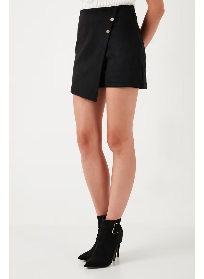 Lela Asymmetric Winter Button Detail Slim Fit Shorts Skirt Women's Shorts Skirt 5865968 - Image 3