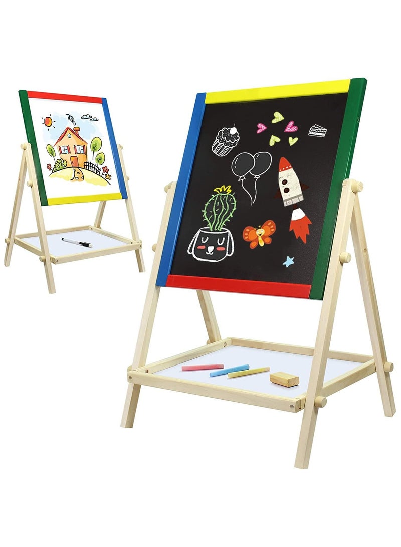 MIXDE Multifunctional Double Sided Wooden Magnetic Easel And Whiteboard For Kids - Image 1
