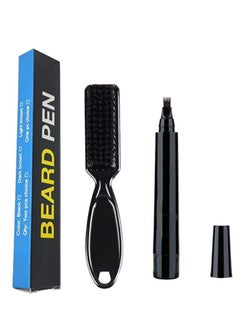 Kanza Men's New Beard Filler Pencil Pen and Brush Kit, Barber and Salon Beard Care Kit for Men (Dark Brown)  - Image 1