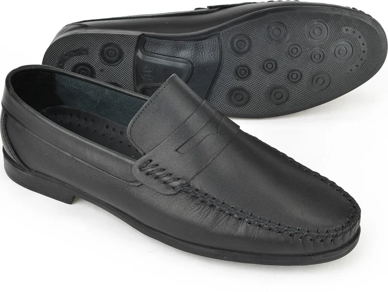 زيا , Men's Leather Casual Shoes 141423Z152 Black