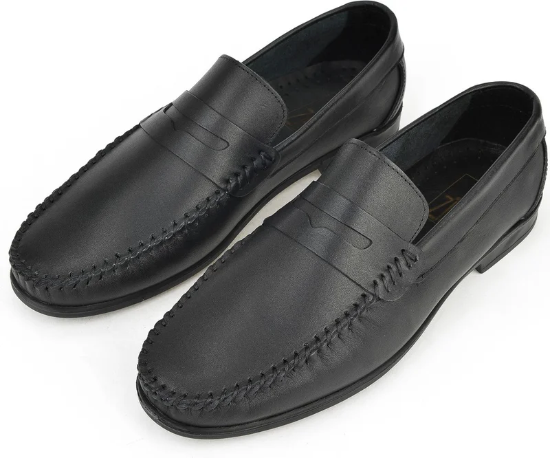 زيا , Men's Leather Casual Shoes 141423Z152 Black