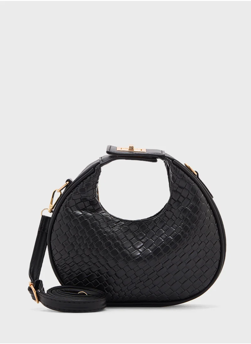 ELLA Weave Textured Crescent Satchel Bag