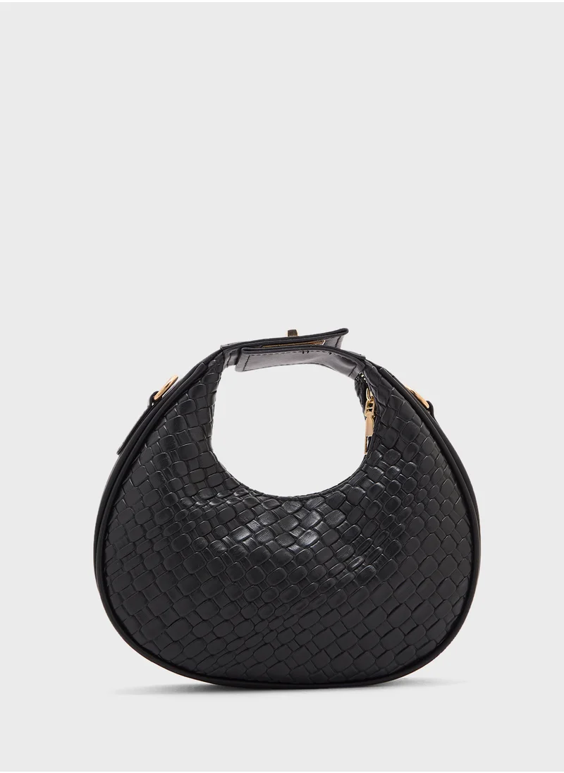 ELLA Weave Textured Crescent Satchel Bag