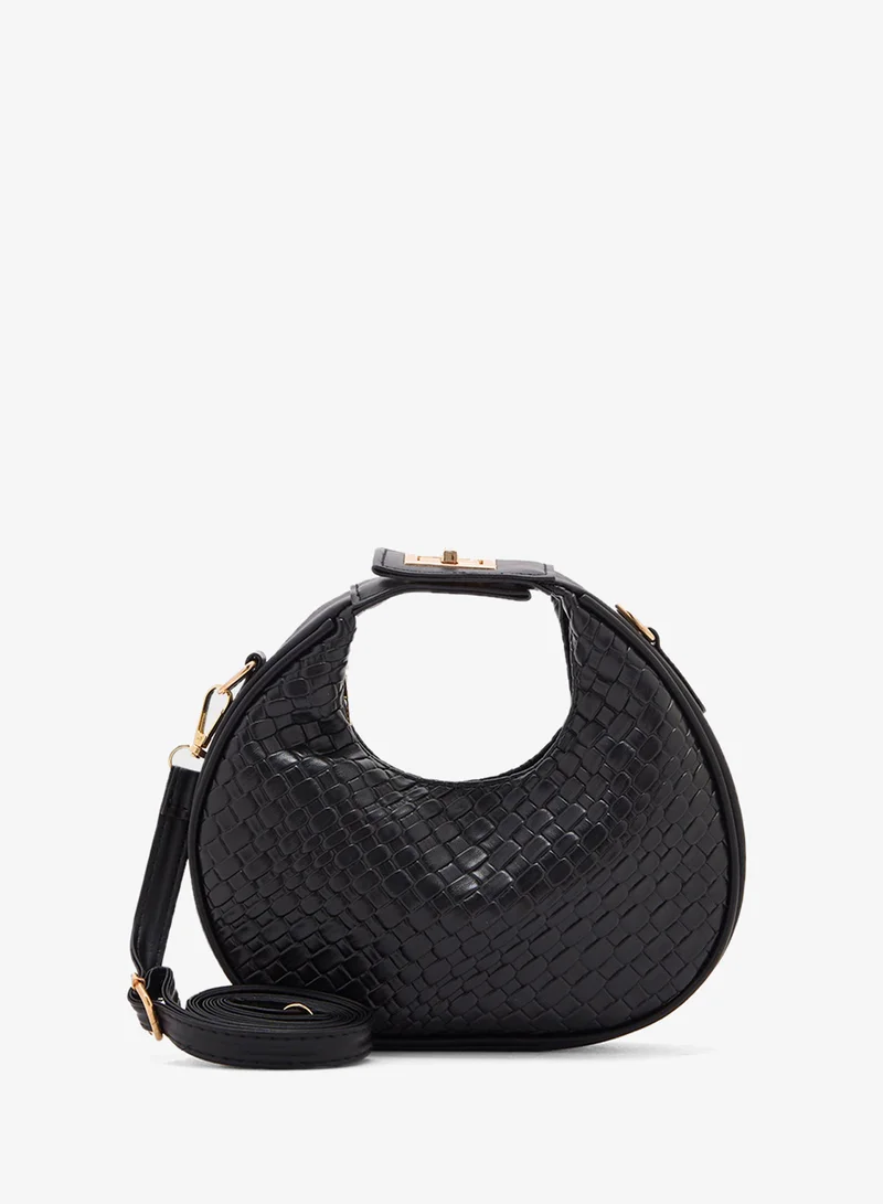 weave textured crescent crossbody bag