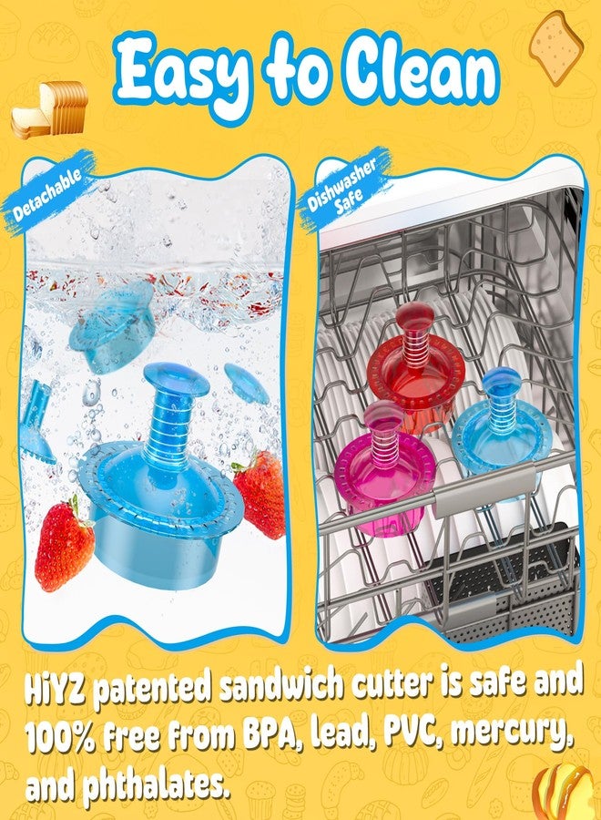 HiYZ Sandwich Cutter and Sealer Cut and Seal Sandwich Maker, Crustless Peanut Butter & Jelly Sandwich Cookie Cutter (Translucent Blue Round) - Image 3