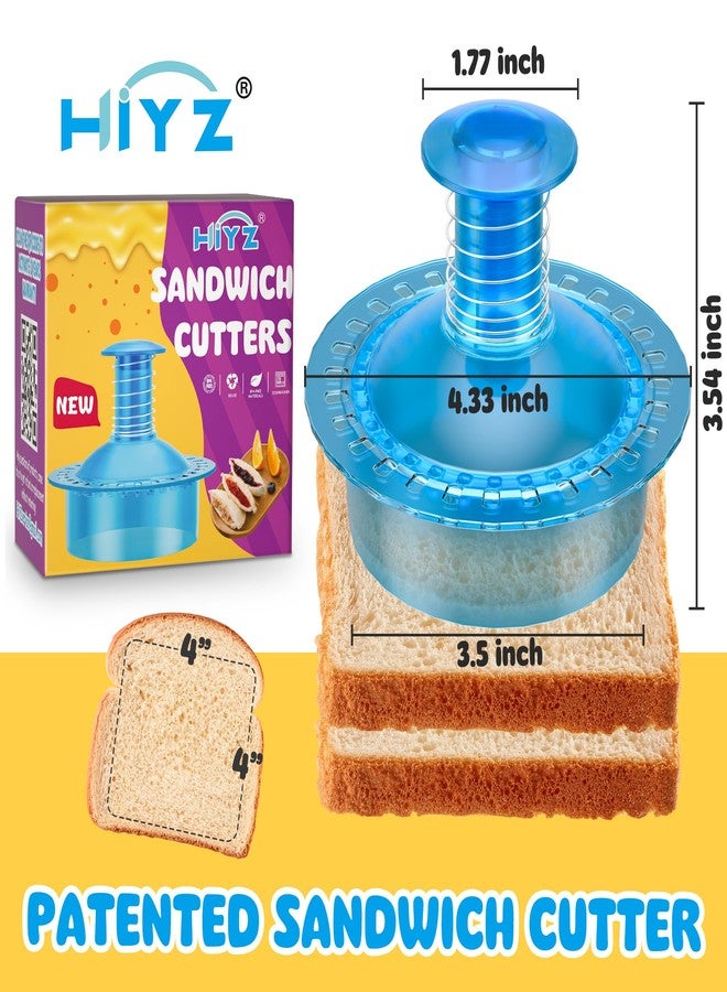HiYZ Sandwich Cutter and Sealer Cut and Seal Sandwich Maker, Crustless Peanut Butter & Jelly Sandwich Cookie Cutter (Translucent Blue Round) - Image 5