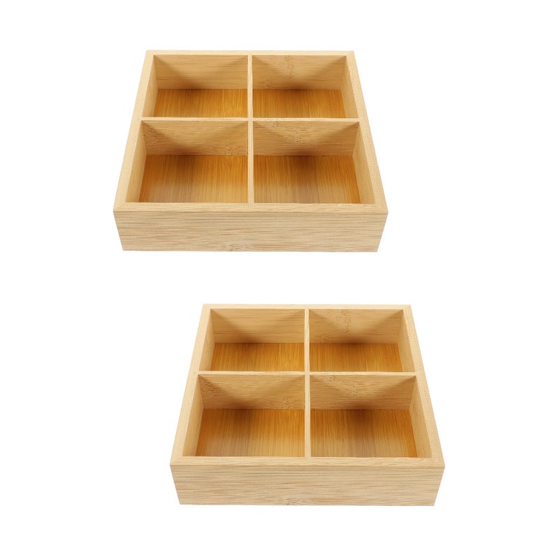 2pcs Divided Serving Case Dried Fruit Container 4-compartment Snack Candy Case - Image 1