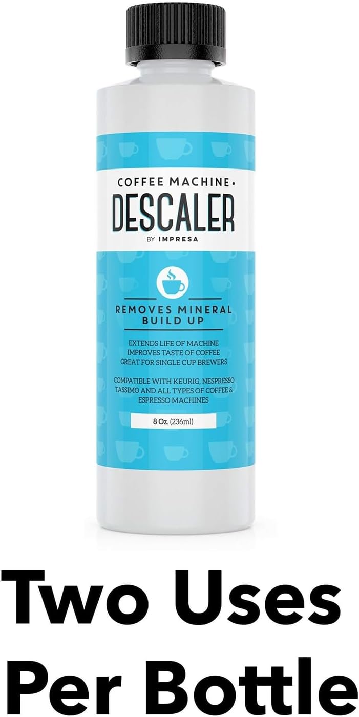 IMPRESA Coffee Machine Descaler (2 Uses Per Bottle) - Made in the USA - Universal Descaling Solution, Compatible with Nespresso, Delonghi and All Single Use Coffee and Espresso Machines - Image 1