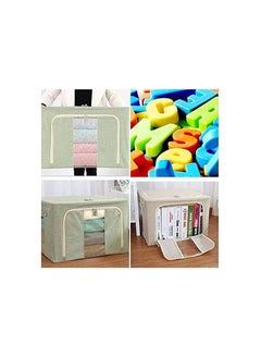 Spaceshoop Foldable Storage Box with Lids Clothes Storage Bag with Handles and Clear Window Linen Fabric Foldable Closet Organizer for Clothes Blankets Comforters  100L  - Image 4