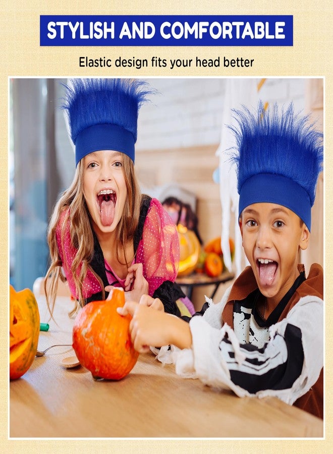 Luinabio Hairy Headband Fun Wig Crazy Hair Day Accessories Funny Hats Halloween Costumes Outfit Party Favor(Dark Blue,Simple) - Image 4