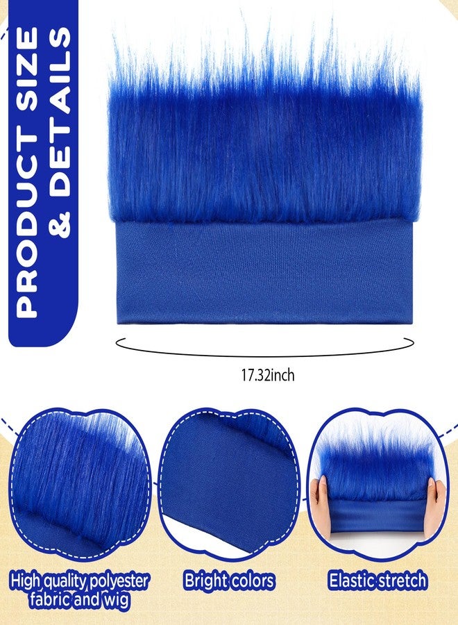 Luinabio Hairy Headband Fun Wig Crazy Hair Day Accessories Funny Hats Halloween Costumes Outfit Party Favor(Dark Blue,Simple) - Image 2