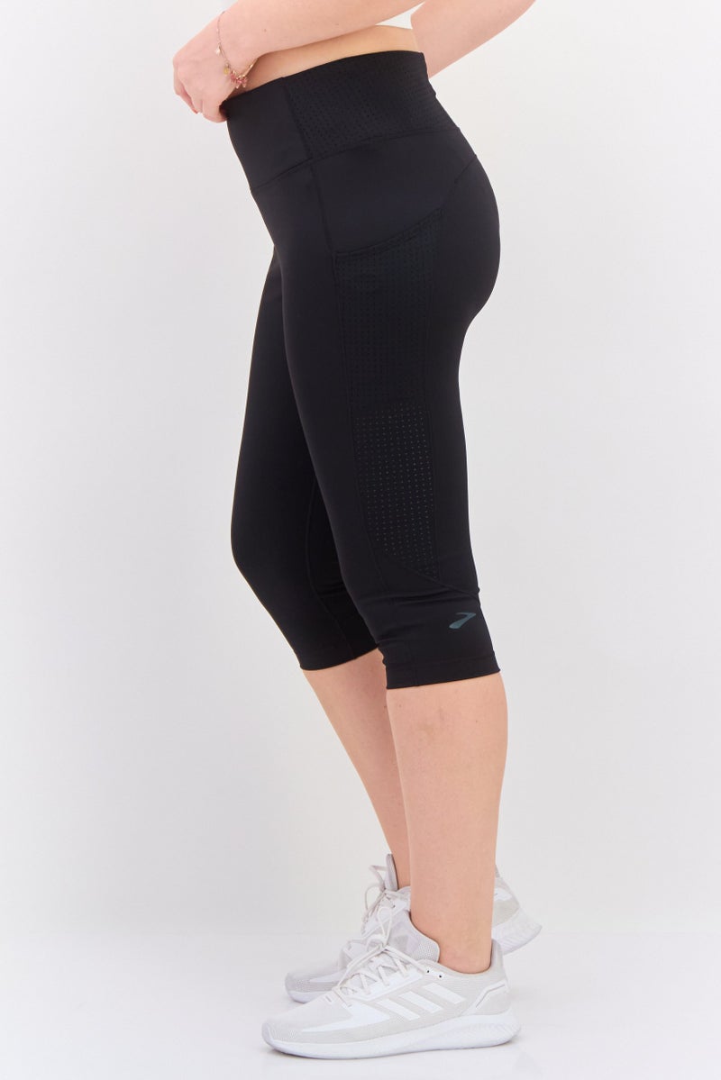 Brooks سروال رياضي نسائي 1/42 سادة قصير للتدريب، أسود - Image 2