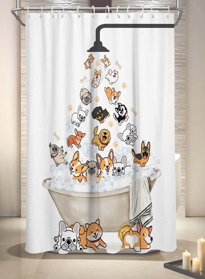 Coxila Funny Dog Shower Curtain Kids Fun Cute Girls Boys Animal Paw Print Bones Kawaii Cartoon Novelty Corgi Toddler Teen Colorful Pets Art Unique Bathroom 60 x 72 Inch Polyester Fabric 12 Pack Hooks - Image 4