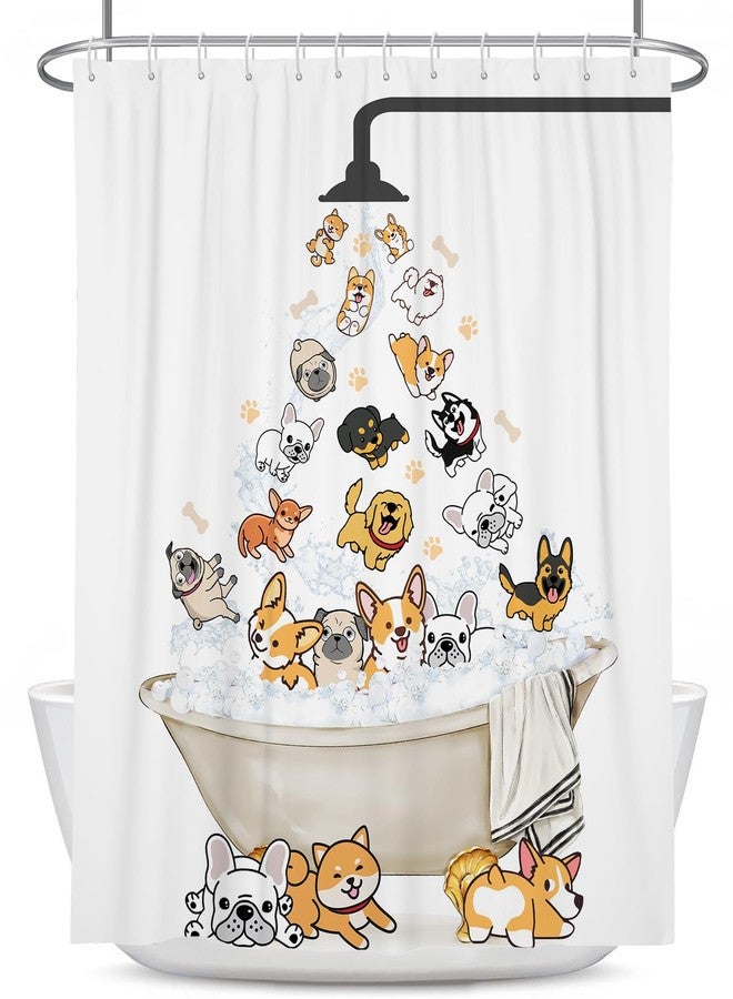 Coxila Funny Dog Shower Curtain Kids Fun Cute Girls Boys Animal Paw Print Bones Kawaii Cartoon Novelty Corgi Toddler Teen Colorful Pets Art Unique Bathroom 60 x 72 Inch Polyester Fabric 12 Pack Hooks - Image 5