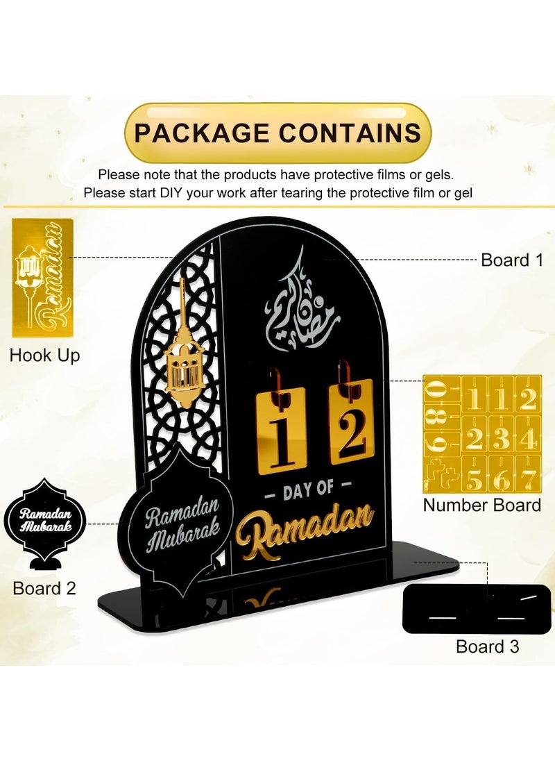 Eworld Ramadan Wooden Advent Calendar, Elegant Countdown Decoration with Acrylic Craft Ornaments for Home, Eid Celebrations, and Kids' Gifts, Featuring a 30-Day Countdown  - Image 3