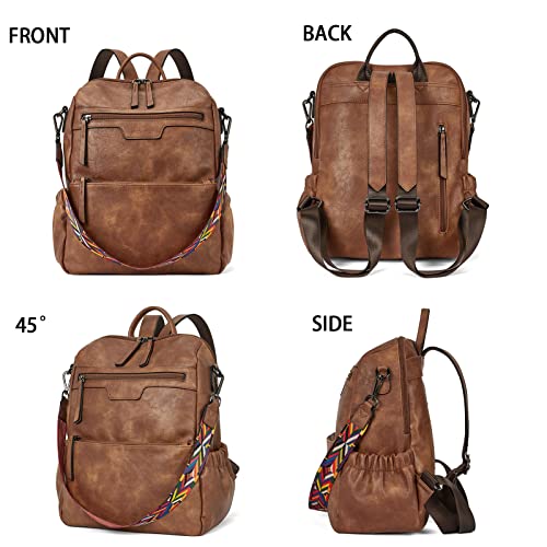 BOSTANTEN Backpack Purse for Women Fashion Designer Travel Backpack Leather Convertible Shoulder Bags Casual Daypack Brown - Image 5
