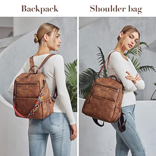 BOSTANTEN Backpack Purse for Women Fashion Designer Travel Backpack Leather Convertible Shoulder Bags Casual Daypack Brown - Image 2