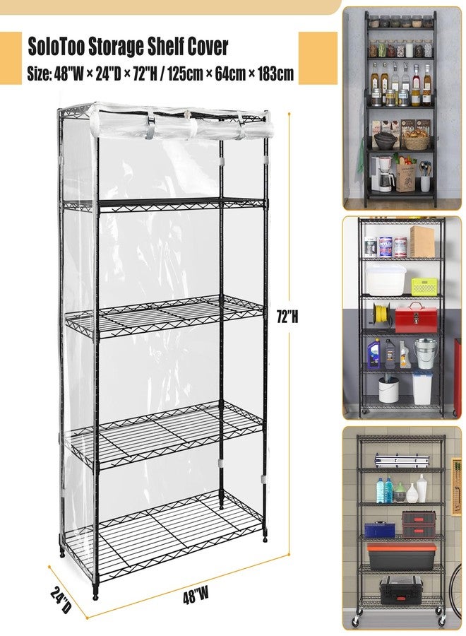 SoloToo Heavy-Duty Waterproof Wire Shelf Cover, Garage Storage Shelving Protector, Universal Fit 48 x 24 x 72 Inch Rack Covers with 1" Tolerance (Clear) - Image 2