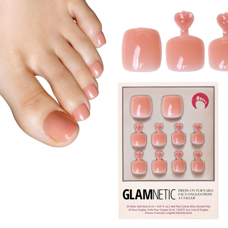 Glamnetic Press On Toenails Sheer Peach Natural Peach SemiTransparent Fake Toe Nails with a Glossy Finish 16 Sizes 32 Toe Nail Kit with Glue - Image 3