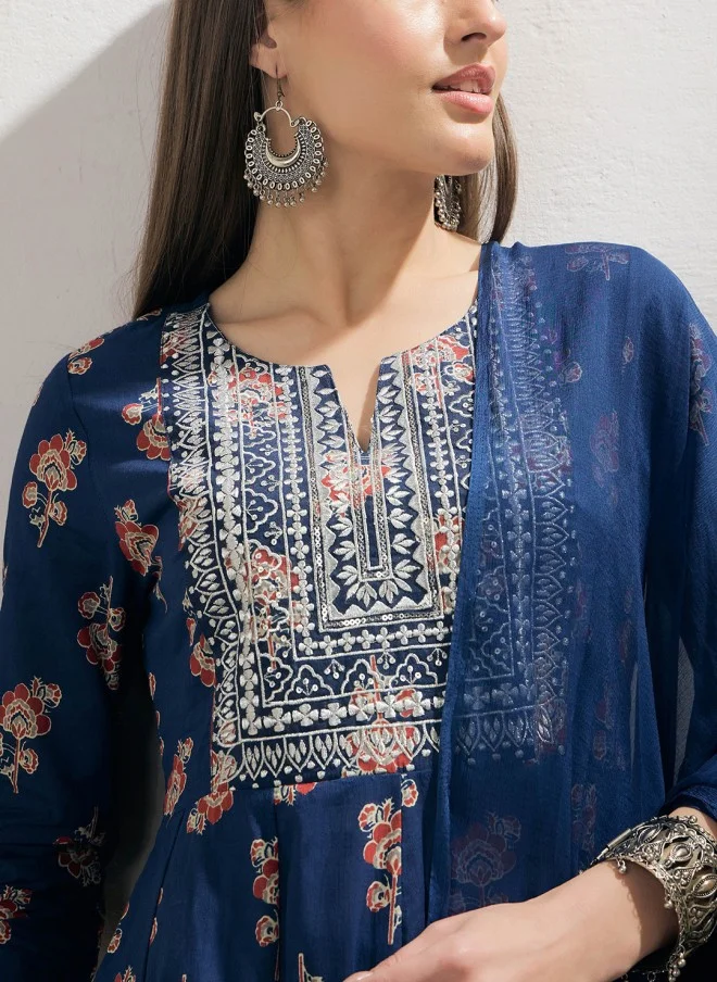 ساسافراس Floral Printed Anarkali Kurta Set for Women