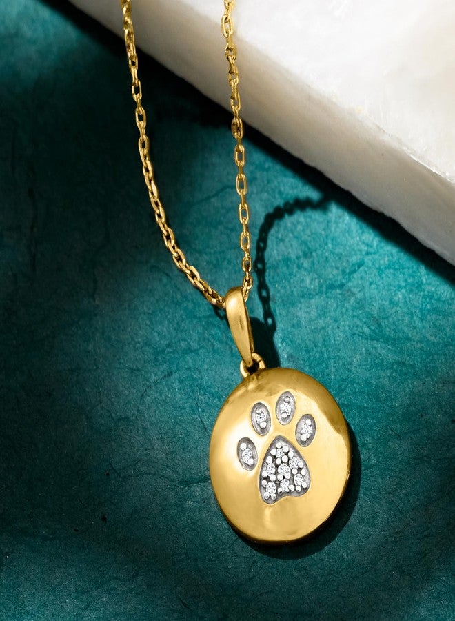 Ross-Simons Diamond Paw Print Circle Pendant Necklace in 18kt Gold Over Sterling. 18 inches - Image 3