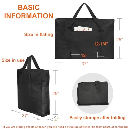 Cupohus 25" x 37" Lightweight Art Portfolio Bag (Edition 2.0) with Outer Pockets and Handle, Student Carry Transport Storage Bag for 24" x 36" Artworks - Image 4