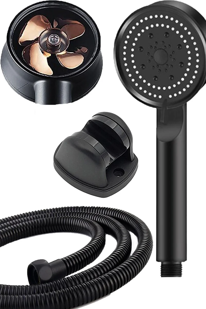 Mobee Bathroom Shower Set with Turbo Fan, 5 Functions, Economical Shower Head, Shower Hose 150 cm and Joint