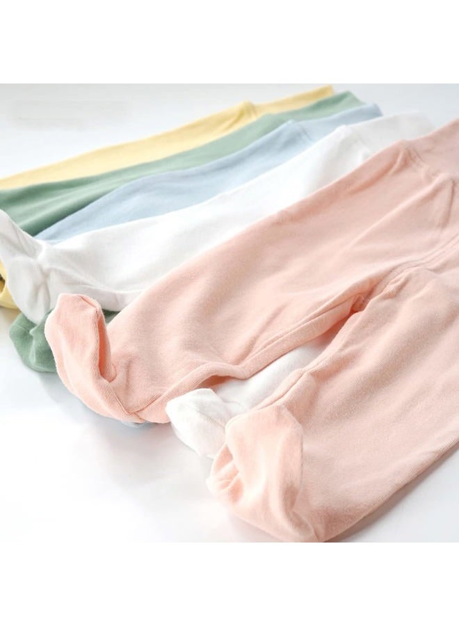 Teach Leanbh Infant Baby 3 Pack Footed Pants Cotton High Waist Casual Leggings 0-12 Months (3 Months, D) - Image 3