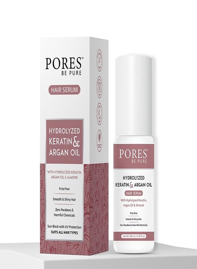 PORES Be Pure Keratin & Argan Shampoo (250 mL) & Conditioner (250 mL) Combo With Hair Serum (100 mL) For Straight Shiny Hair | Nourishes Dry Hair & Controls Frizz For Men & Women | No Sulphate Paraben - Image 4