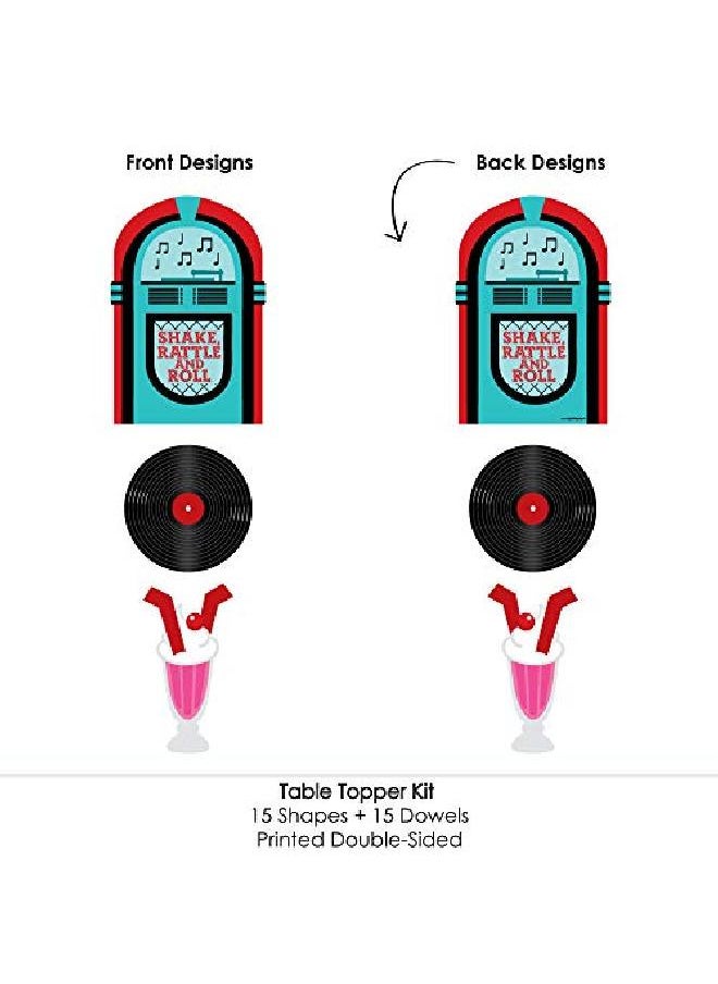 Big Dot of Happiness 50'S Sock Hop 1950S Rock N Roll Party Centerpiece Sticks Table Toppers Set Of 15  - Image 4