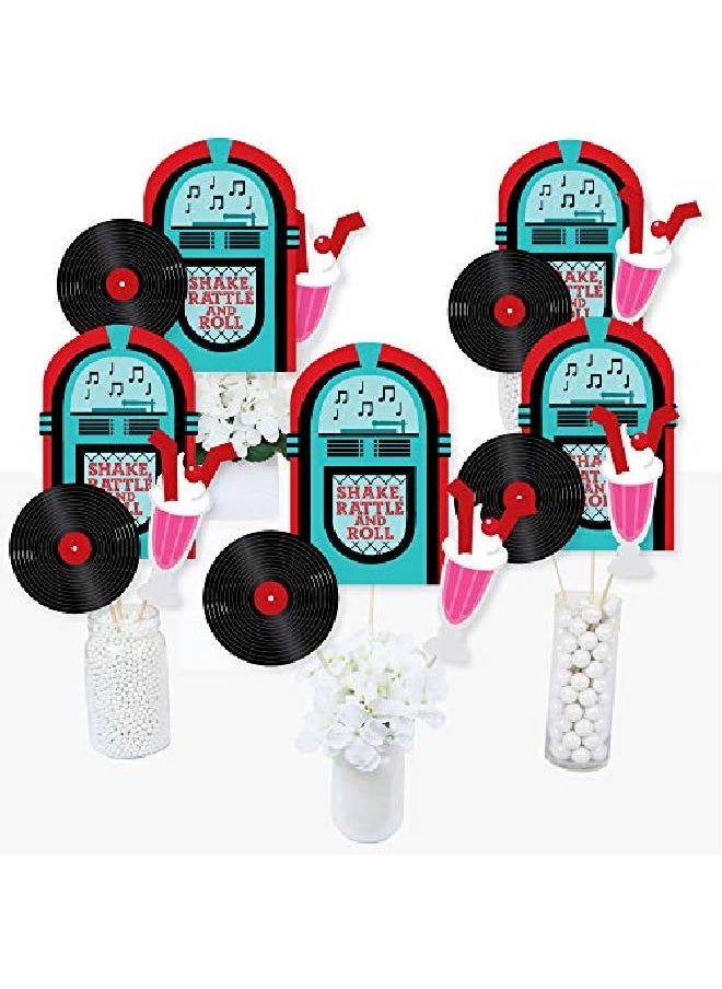 Big Dot of Happiness 50'S Sock Hop 1950S Rock N Roll Party Centerpiece Sticks Table Toppers Set Of 15  - Image 1