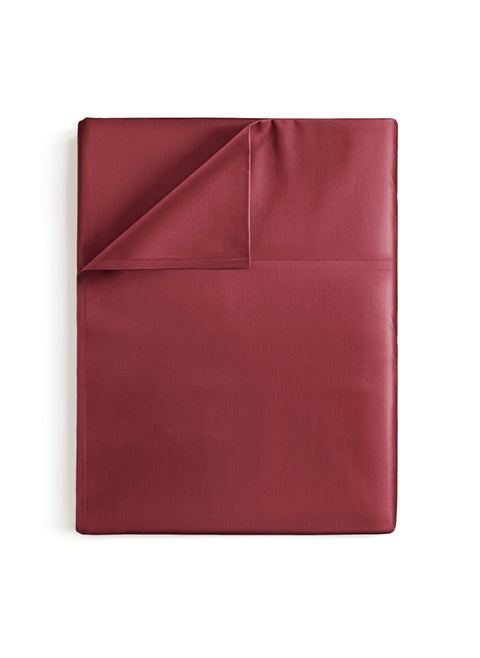 Cal King 400 Thread Count 100% Cotton Flat Sheet - Comfortable  Cooling & Breathable Cotton - Top Flat Sheet Only - Luxury Hotel Quality Bedding - Soft and Comfy - Easy Care  Wrinkle Free - Burgundy
