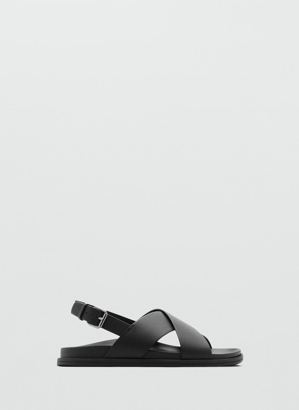 Mango Man Leather Crossed Strap Sandal | Best Price KSA | Riyadh, Jeddah