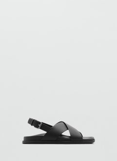 Mango Man Leather Crossed Strap Sandal  - Image 1