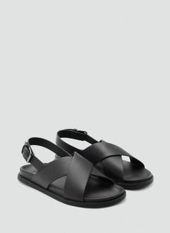 Mango Man Leather Crossed Strap Sandal  - Image 2